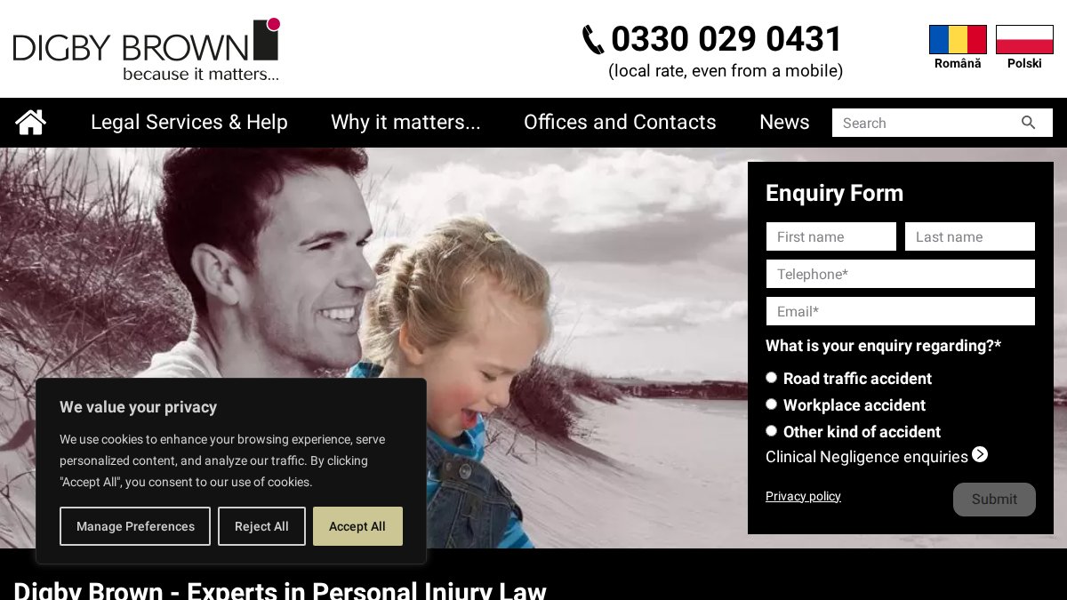 Screenshot of digbybrown.co.uk interface