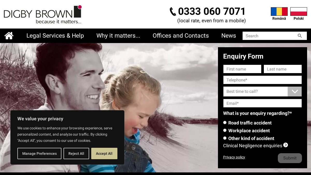 Screenshot of digbybrown.co.uk interface