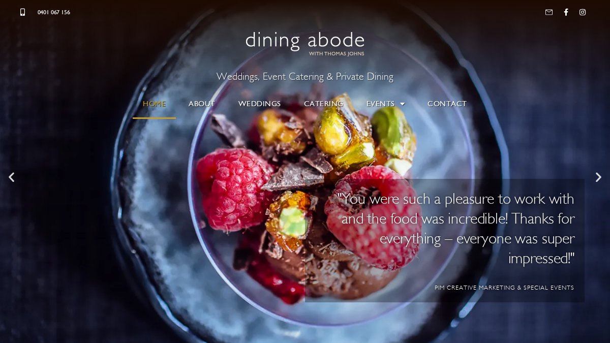 Screenshot of diningabode.com.au interface