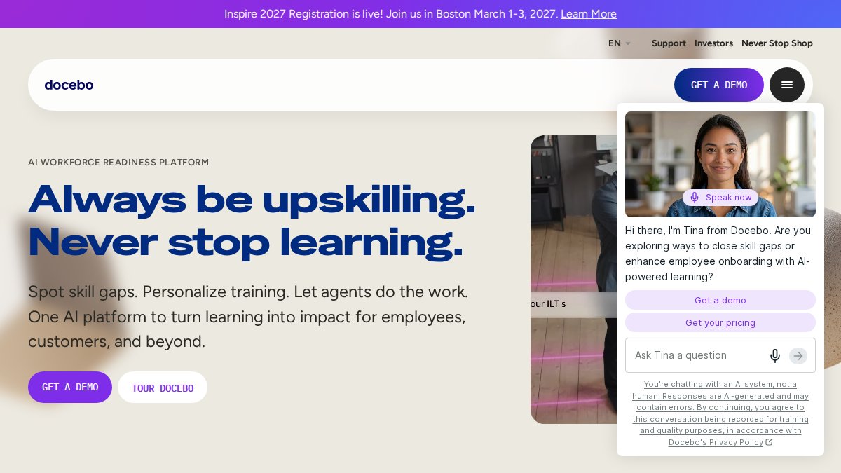Screenshot of docebo.com interface