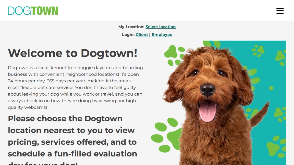 Screenshot of dogtowncentral.com interface