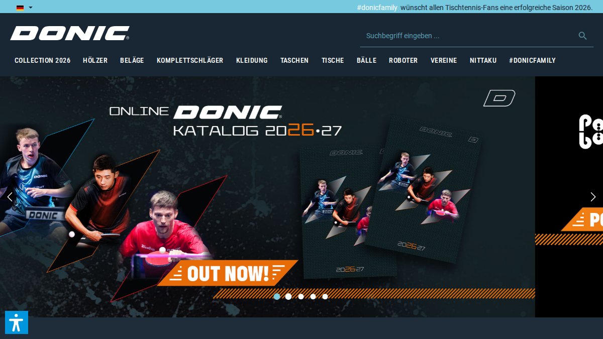Screenshot of donic.com interface