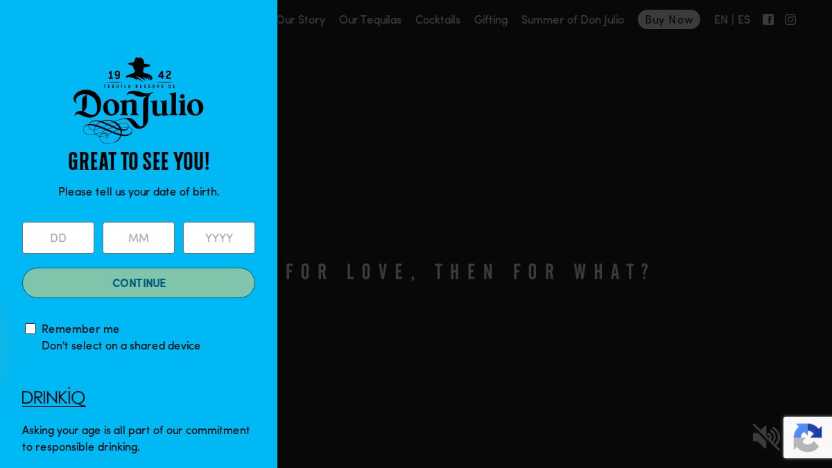 Screenshot of donjulio.com interface