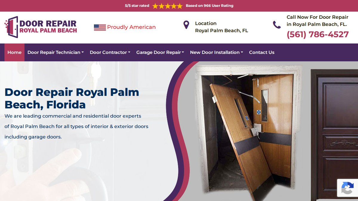 Screenshot of doorrepairroyalpalmbeach.com interface