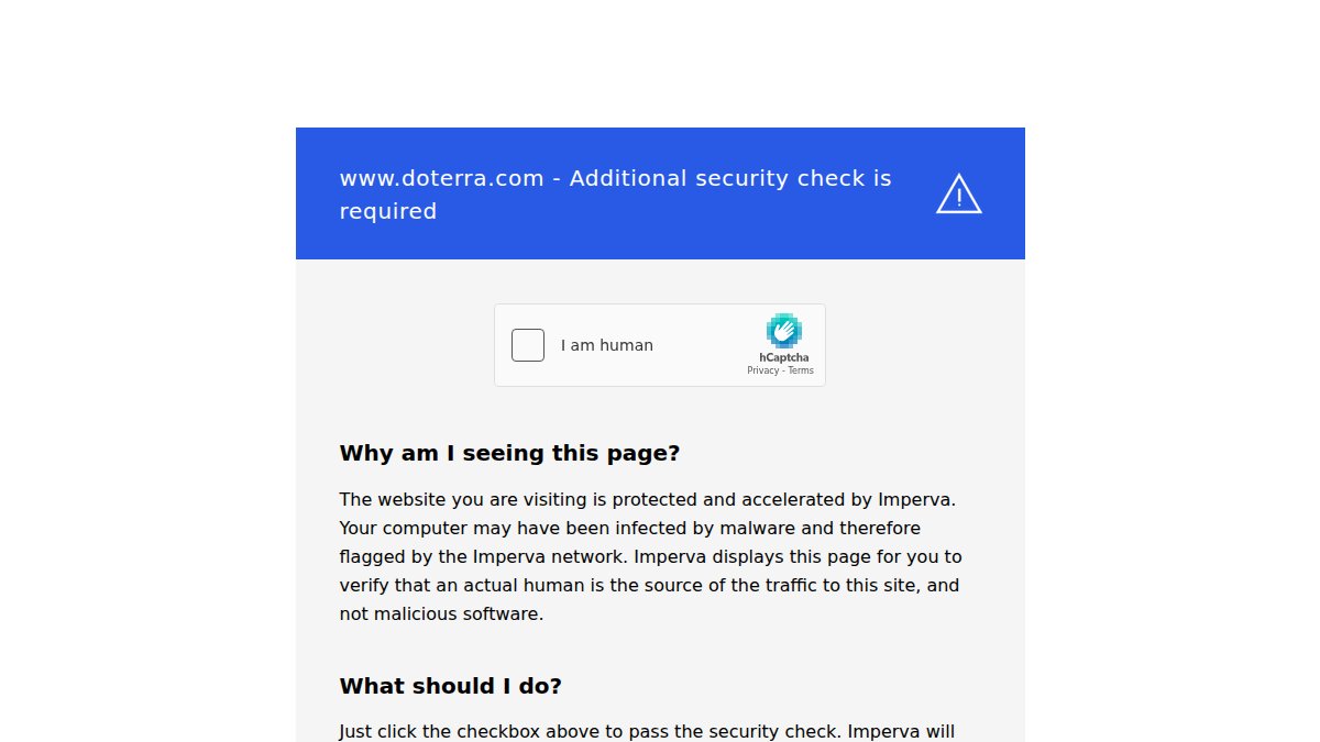 Screenshot of doterra.com interface