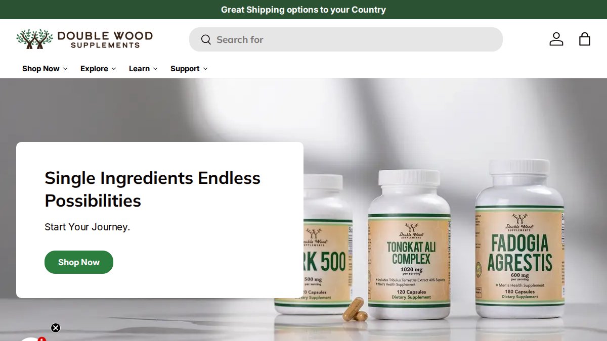 Screenshot of doublewoodsupplements.com interface