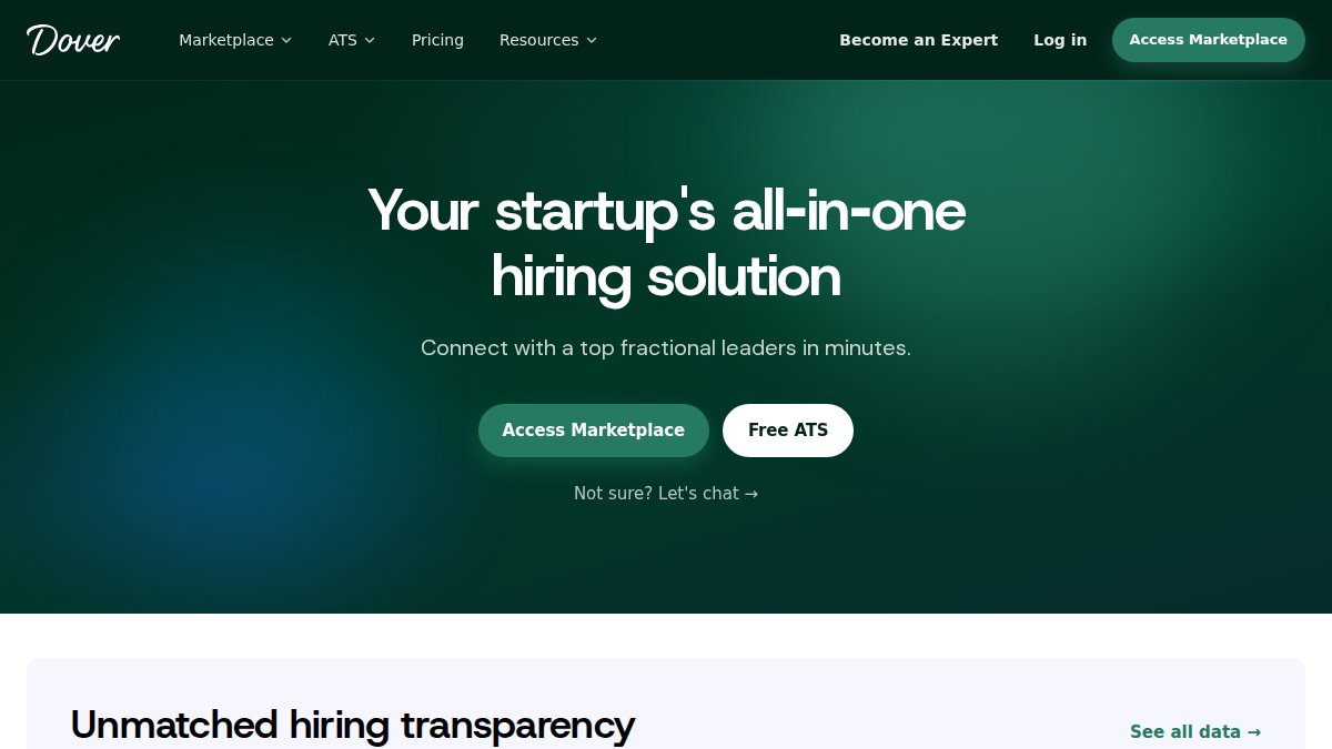 Screenshot of dover.com interface