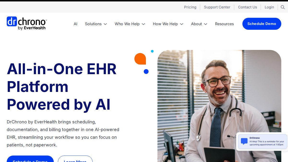Screenshot of drchrono.com interface