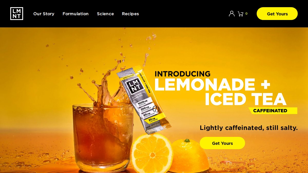 Screenshot of drinklmnt.com interface