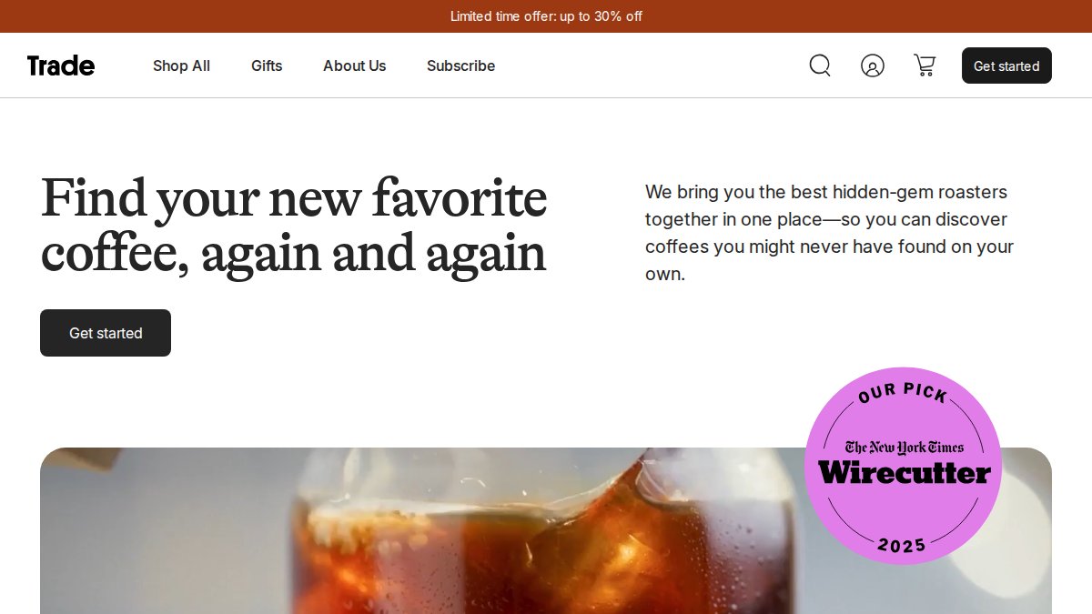 Screenshot of drinktrade.com interface