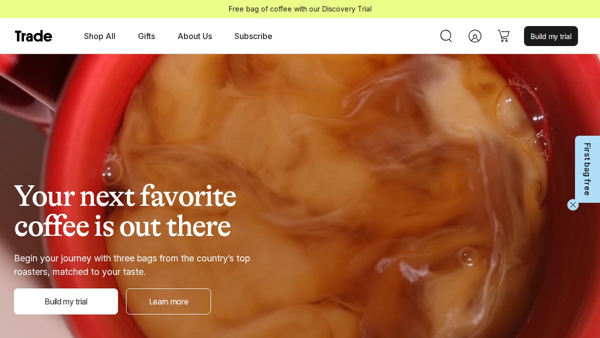 Screenshot of drinktrade.com interface