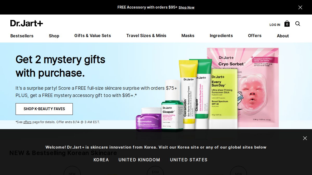 Screenshot of drjart.com interface