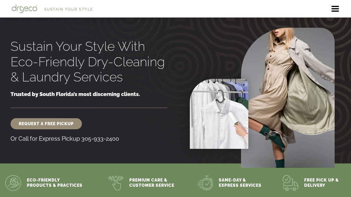 Screenshot of dryeco.com interface