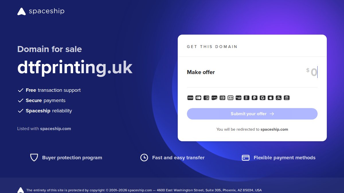 Screenshot of dtfprinting.uk interface
