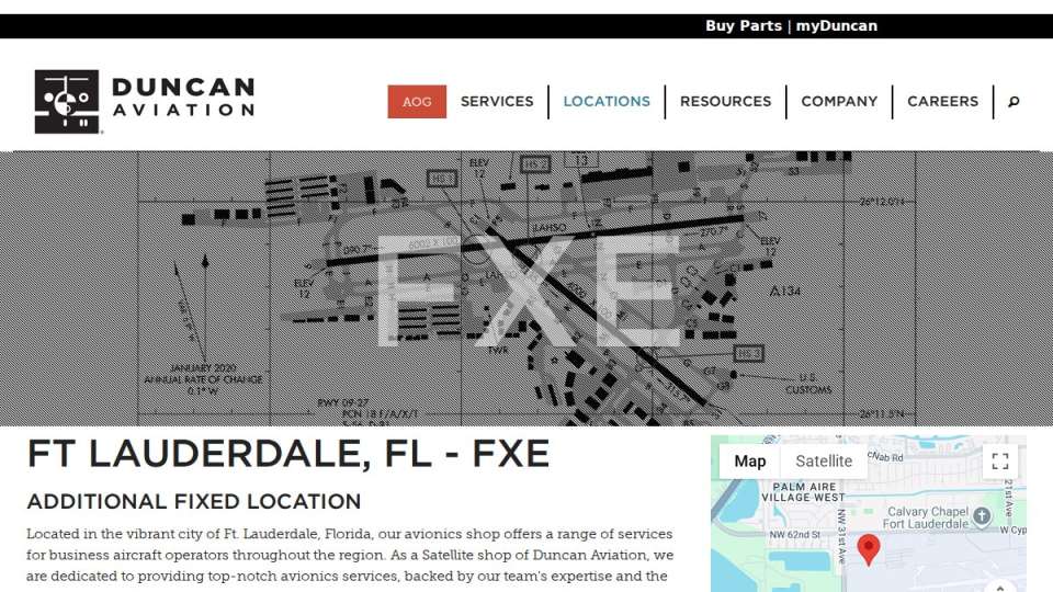 Screenshot of duncanaviation.aero interface