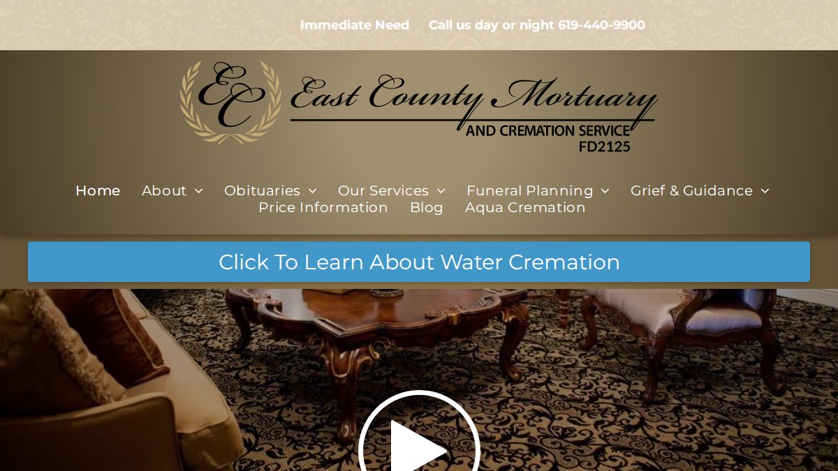 Screenshot of eastcountymortuary.com interface