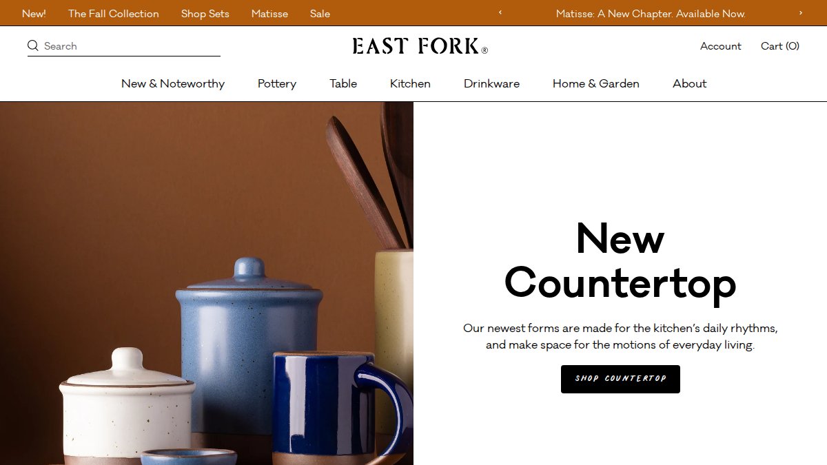 Screenshot of eastfork.com interface