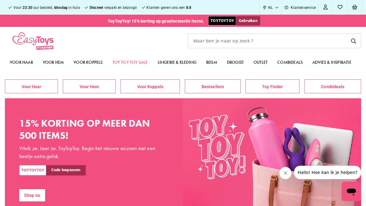 Screenshot of easytoys.nl interface