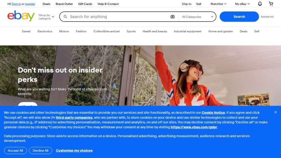 Screenshot of ebay.com interface