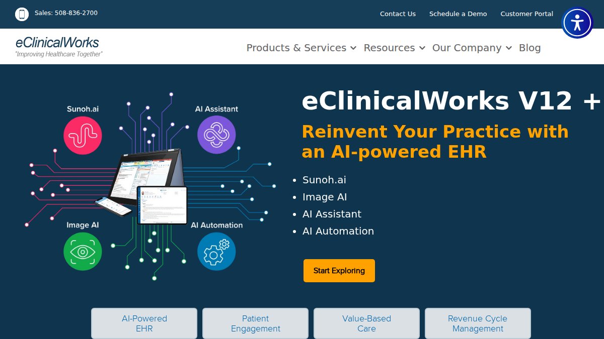 Screenshot of eclinicalworks.com interface