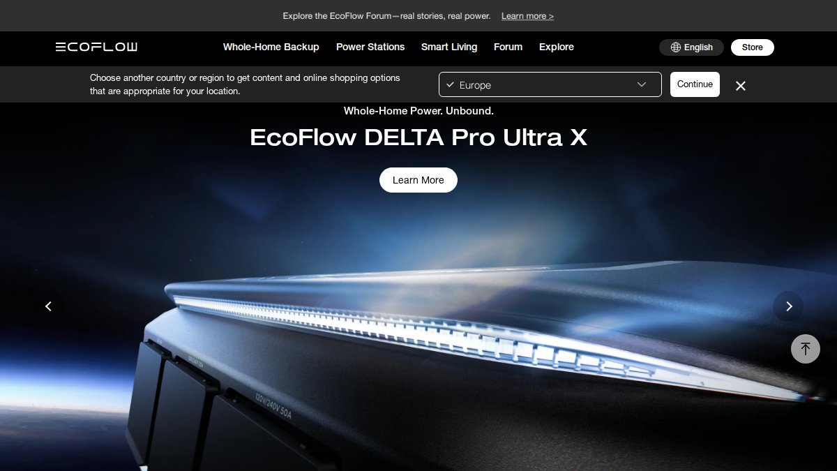Screenshot of ecoflow.com interface