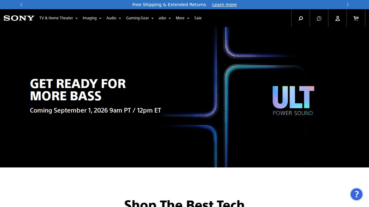 Screenshot of electronics.sony.com interface