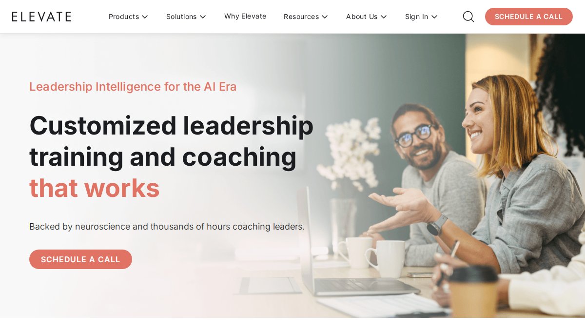 Screenshot of elevateleadership.com interface