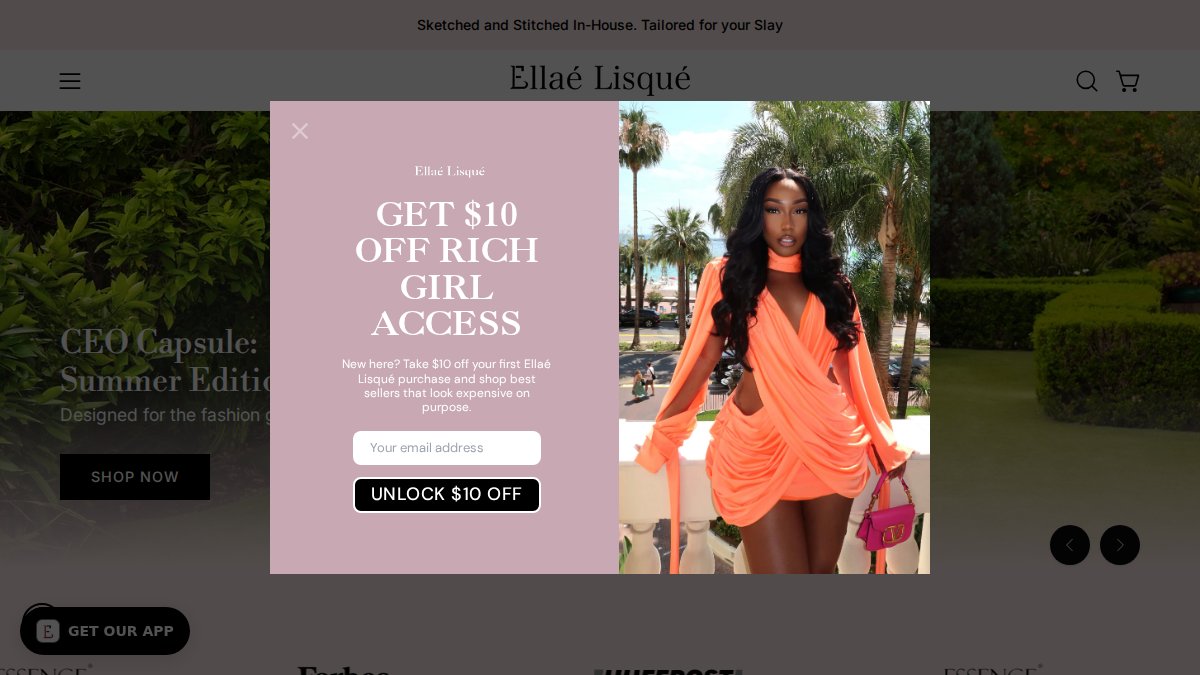 Screenshot of ellaelisque.com interface