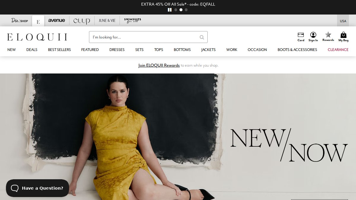 Screenshot of eloquii.com interface