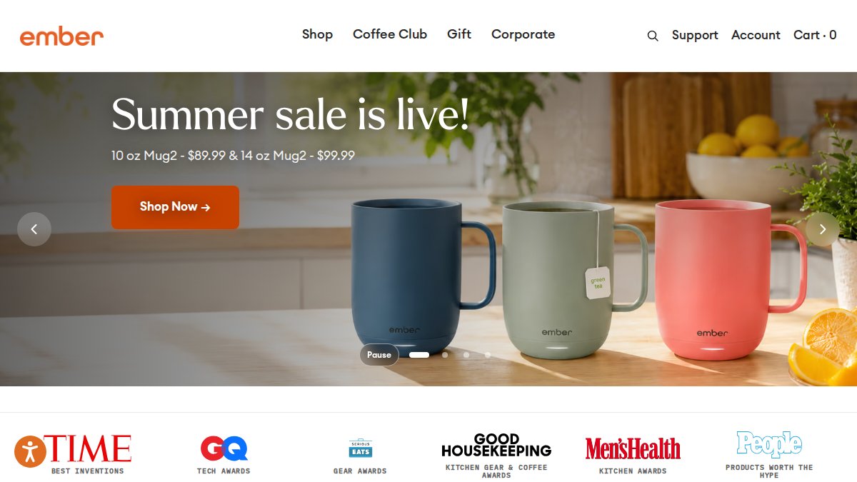 Screenshot of ember.com interface