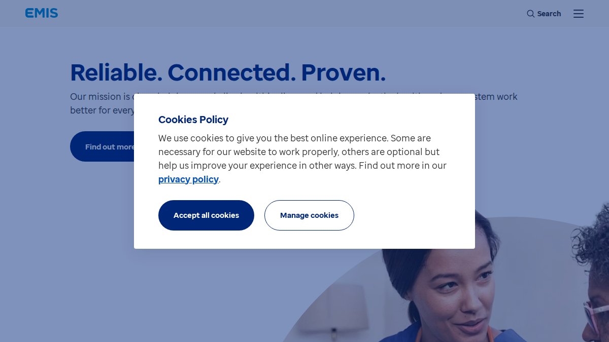 Screenshot of emishealth.com interface
