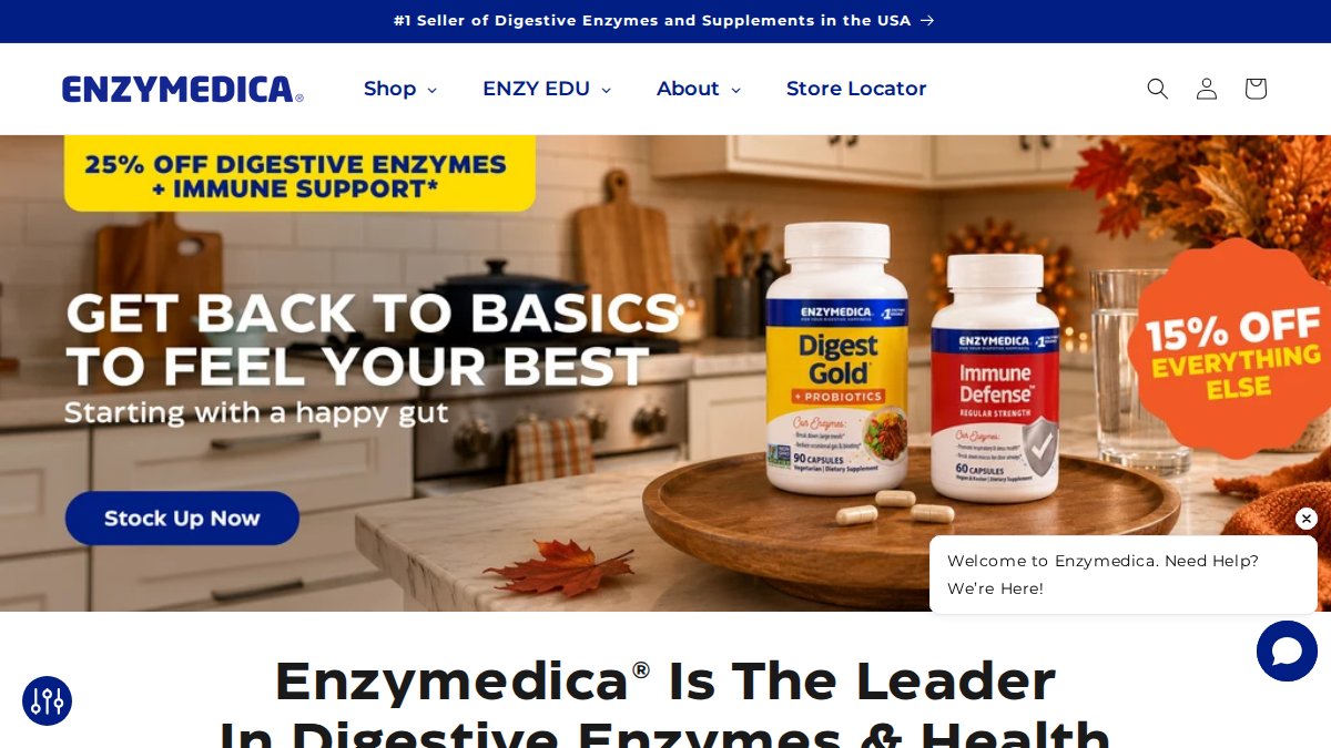 Screenshot of enzymedica.com interface
