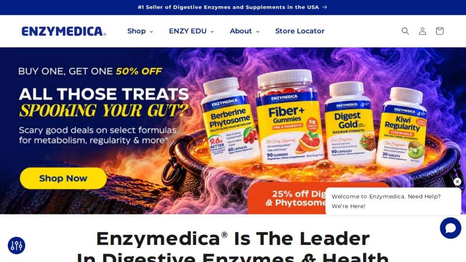 Screenshot of enzymedica.com interface