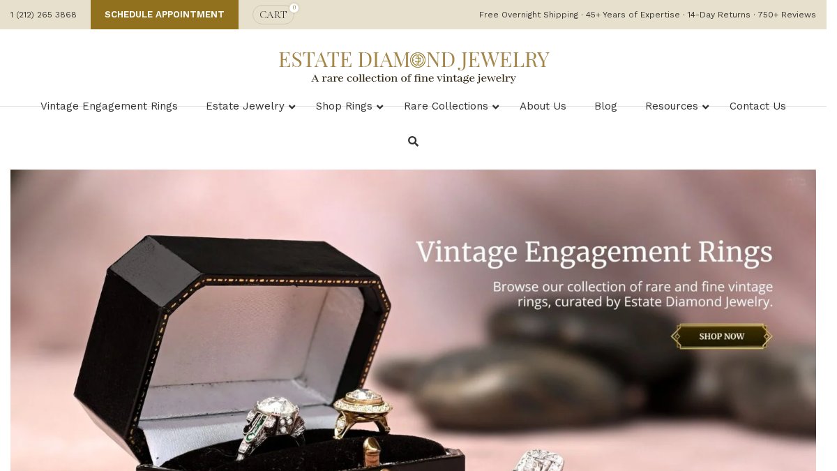 Screenshot of estatediamondjewelry.com interface