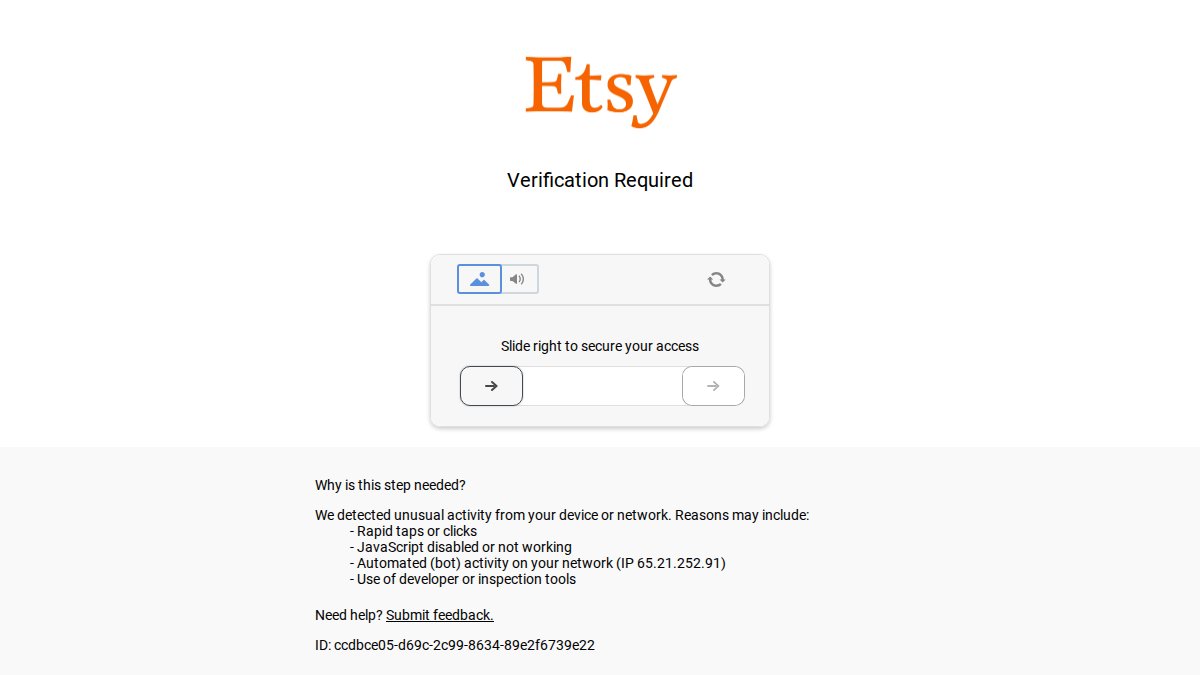 Screenshot of etsy.com interface