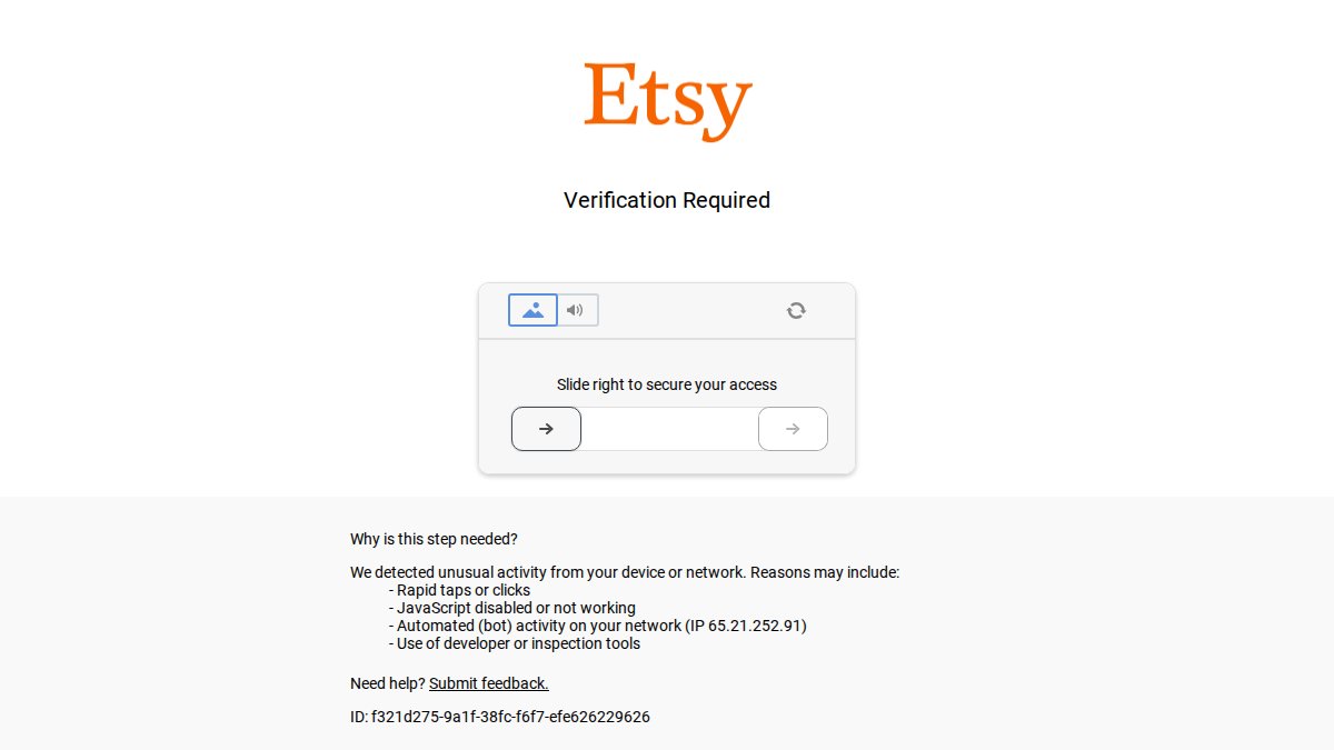 Screenshot of etsy.com interface