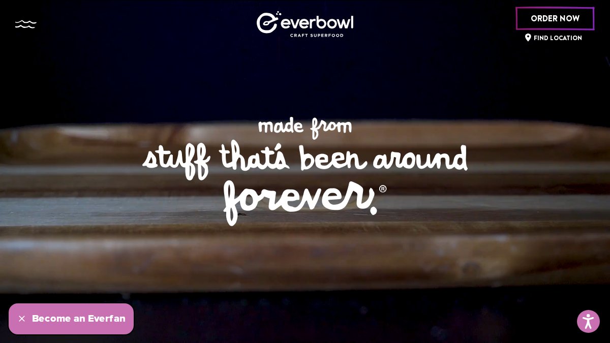Screenshot of everbowl.com interface