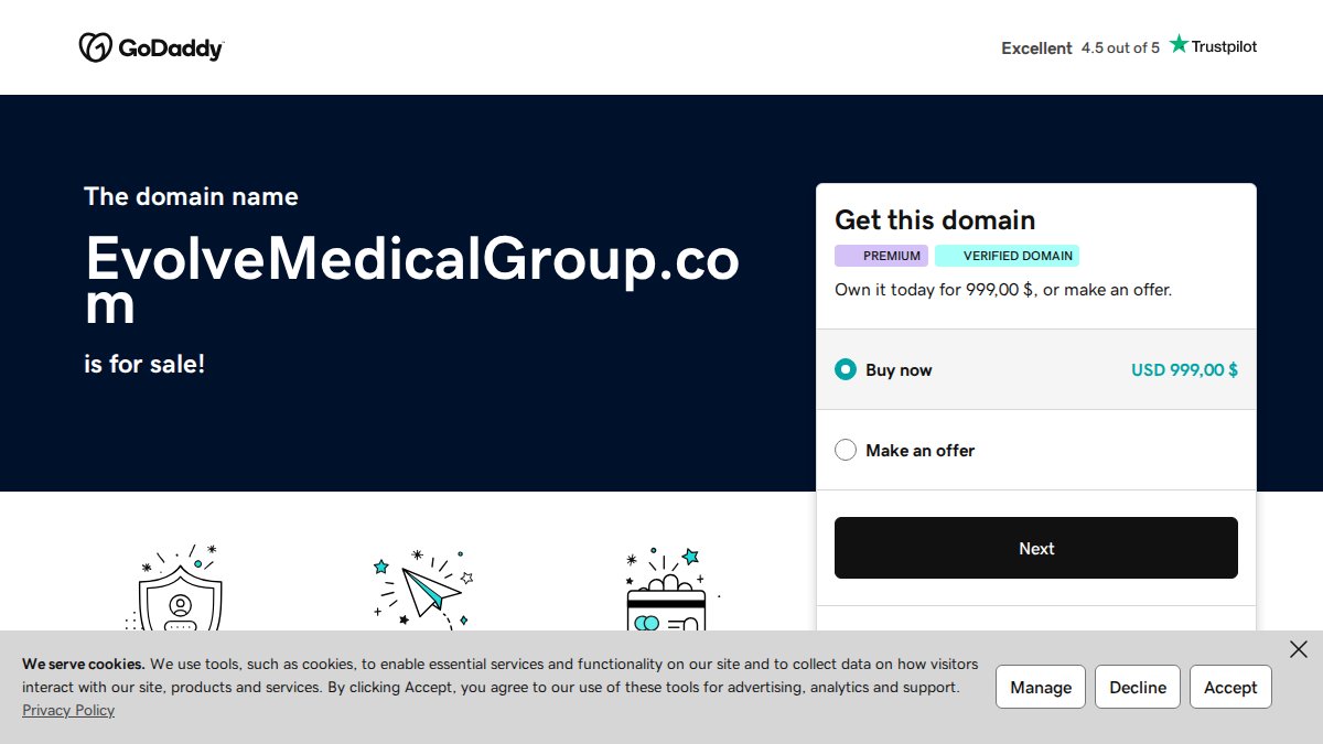 Screenshot of evolvemedicalgroup.com interface
