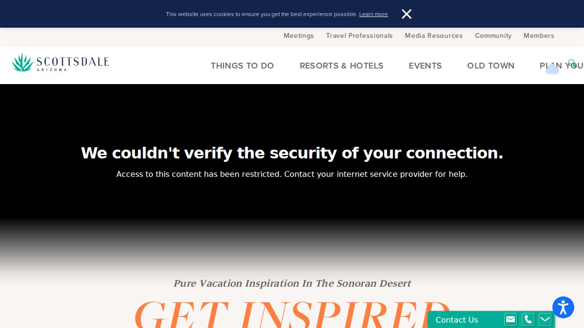 Screenshot of experiencescottsdale.com interface