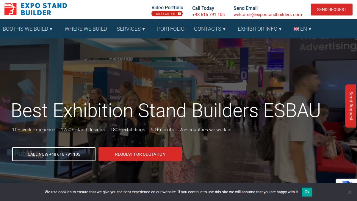 Screenshot of expostandbuilders.com interface