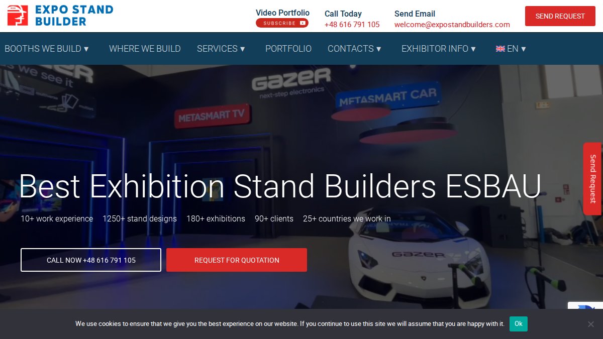 Screenshot of expostandbuilders.com interface
