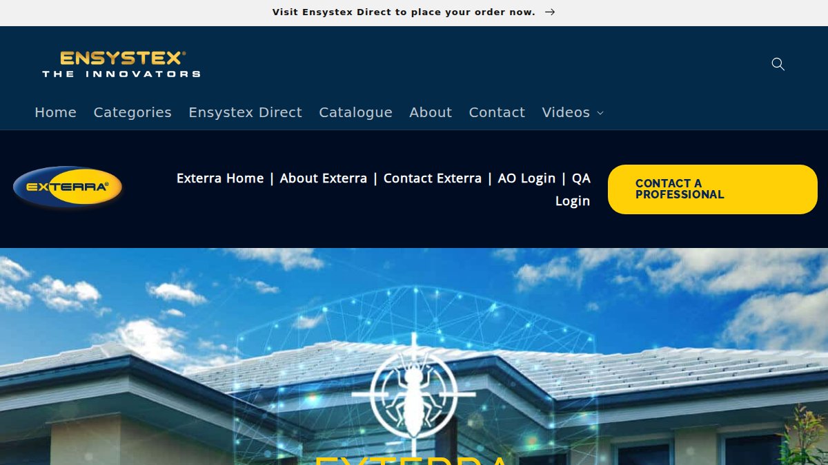 Screenshot of exterra.com.au interface