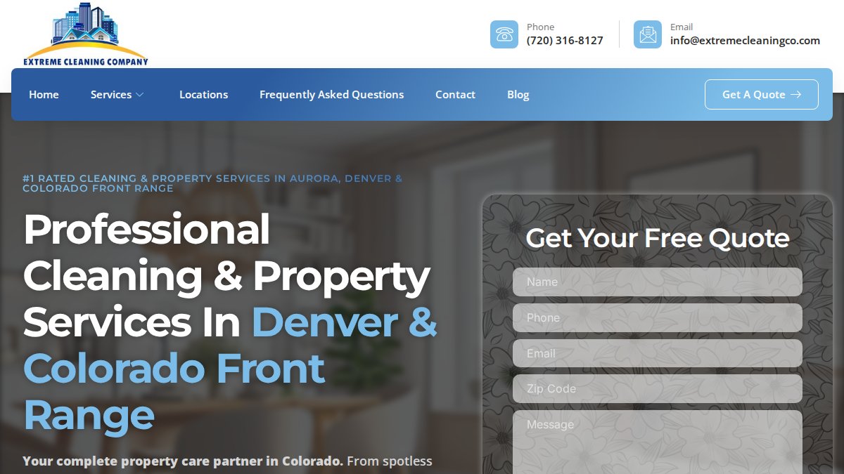 Screenshot of extremecleaningco.com interface