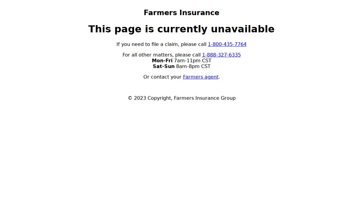 Screenshot of Home page on farmers.com