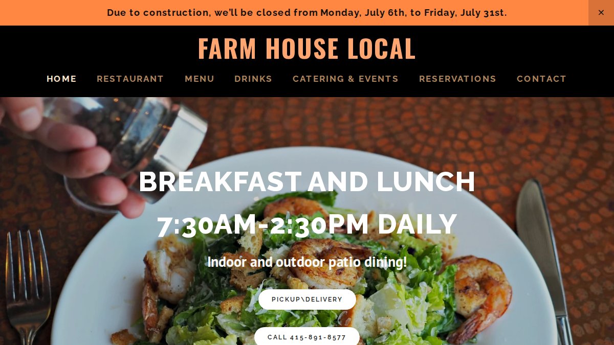 Screenshot of farmhouselocal.com interface