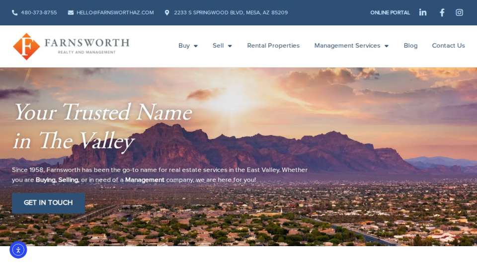 Screenshot of farnsworthrealty.com interface