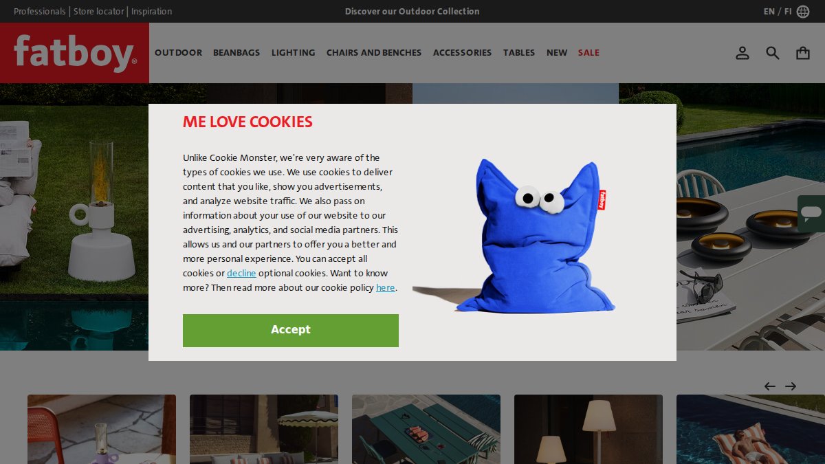 Screenshot of fatboy.com interface