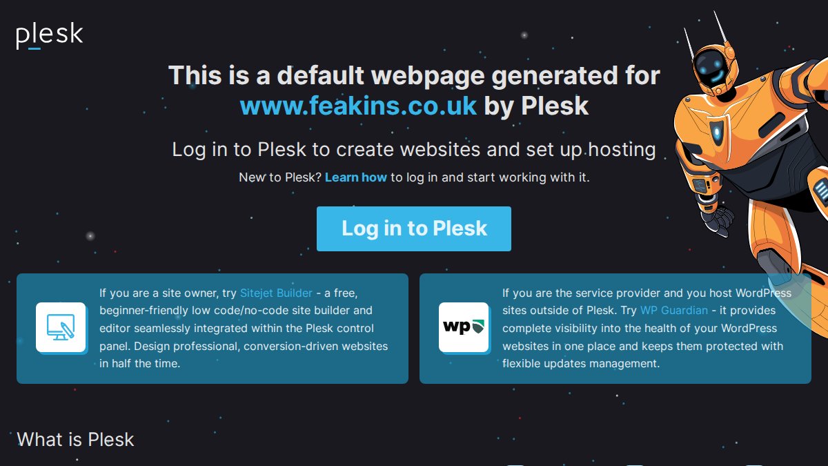 Screenshot of feakins.co.uk interface