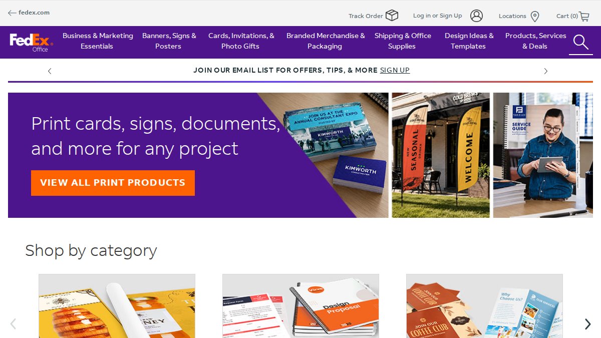 Screenshot of Office page on fedex.com