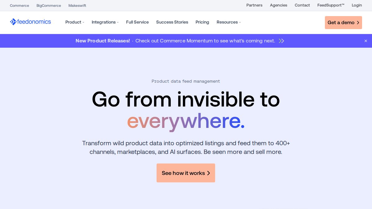 Screenshot of feedonomics.com interface
